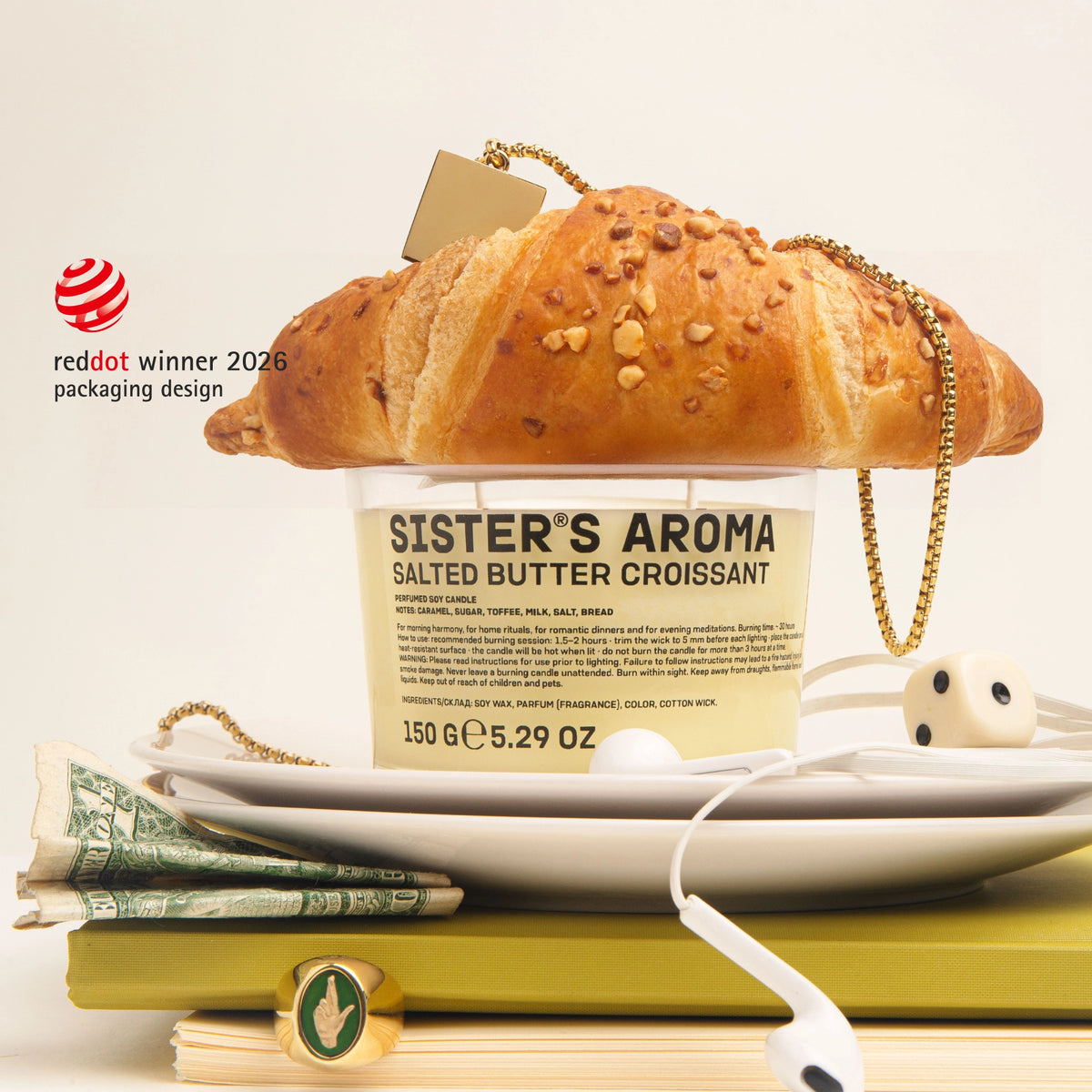 Ароматична свічка Sister`s Aroma SALTED BUTTER CROISSANT, 150 g