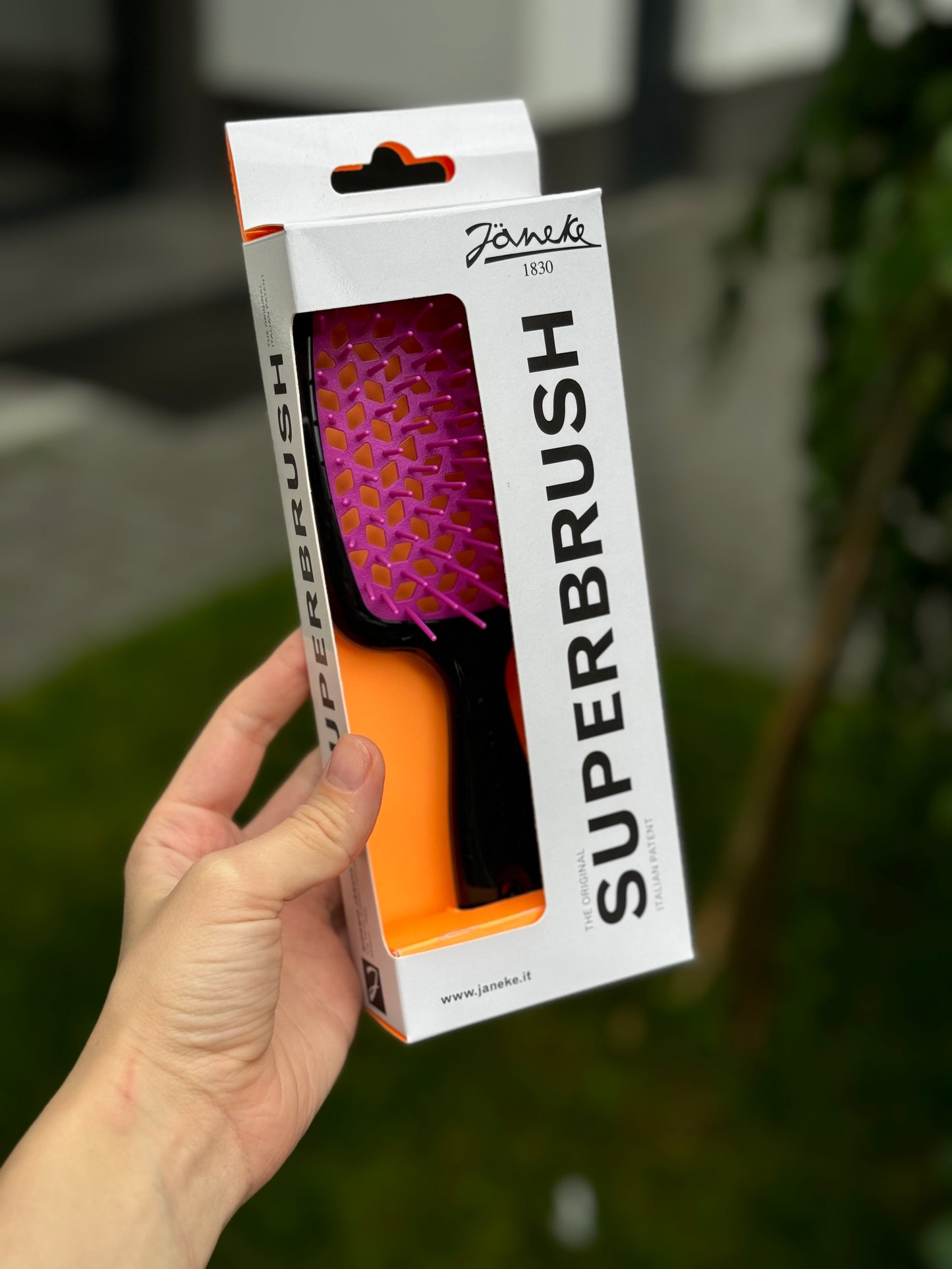 Щітка для волосся Janeke Superbrush The Original Italian Patent Black + Pink
