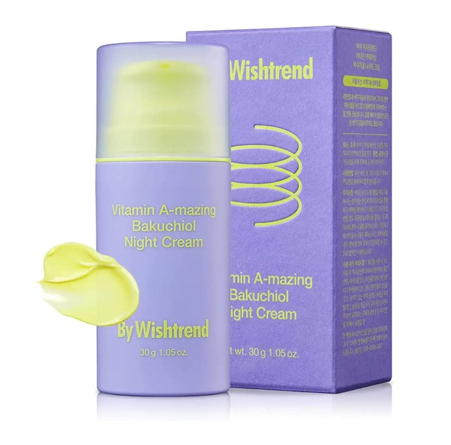 Нічний крем з ретиналем та бакучіолом By WISHTREND Vitamin A-mazing Bakuchiol Night Cream