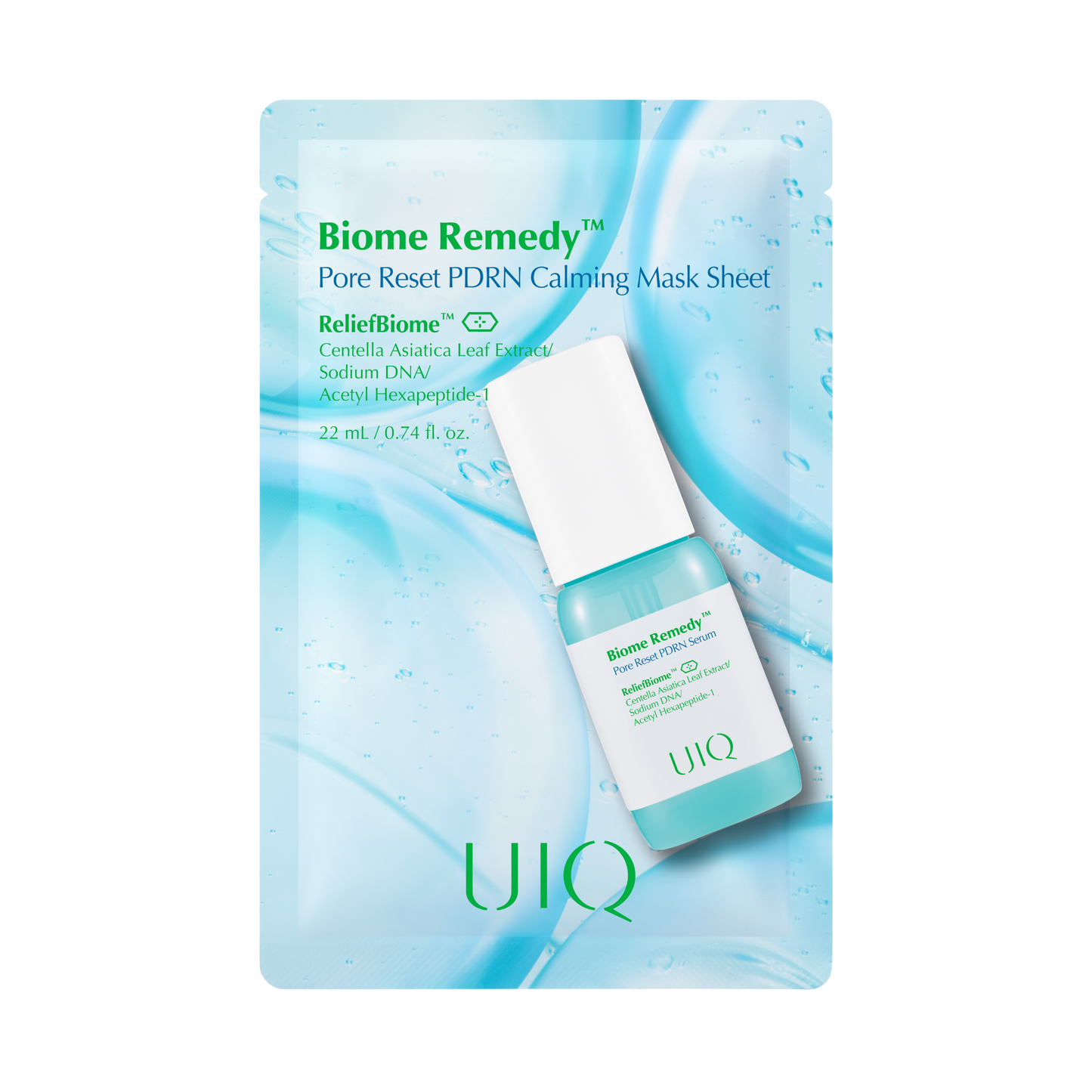 Заспокійлива тканинна маска UIQ Biome Remedy™ Pore Reset PDRN Calming Mask Sheet, 22 ml