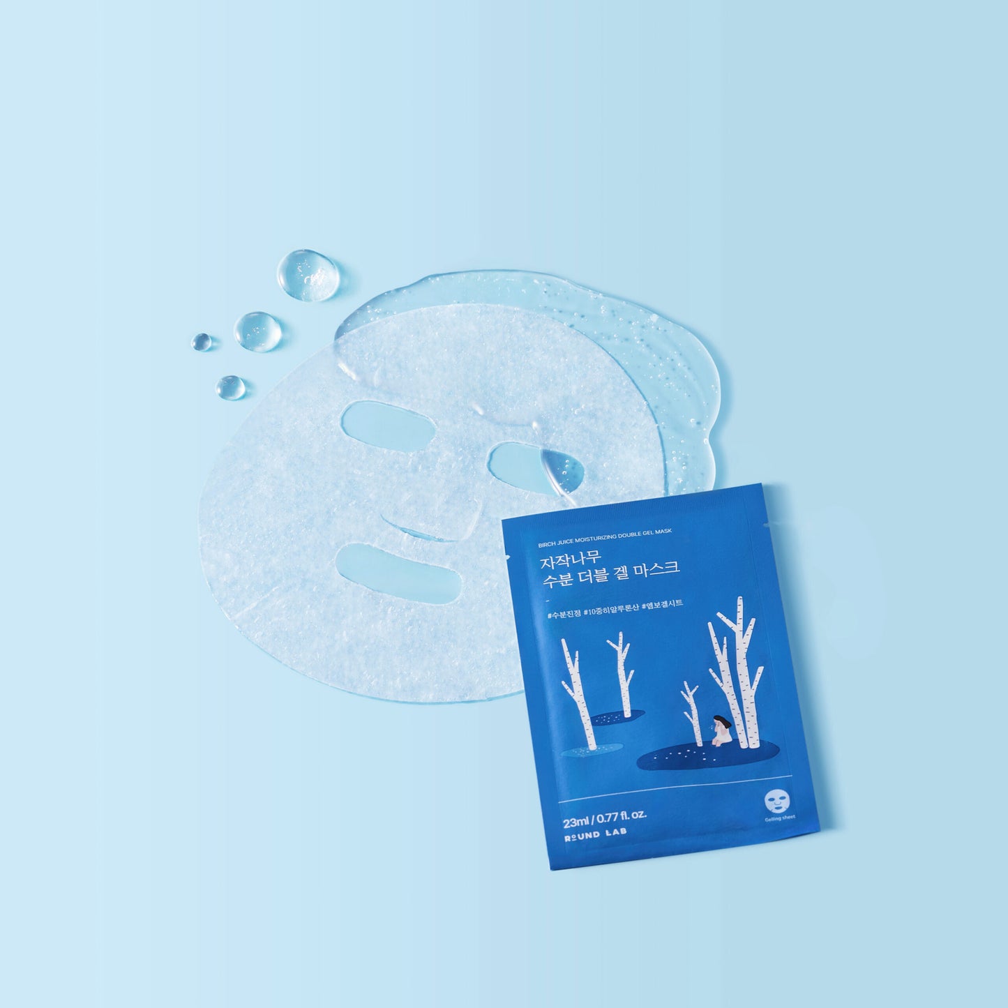 Зволожувальна гелева маска з березовим соком ROUND LAB Birch Juice Moisturizing Double Gel Mask, 23 ml