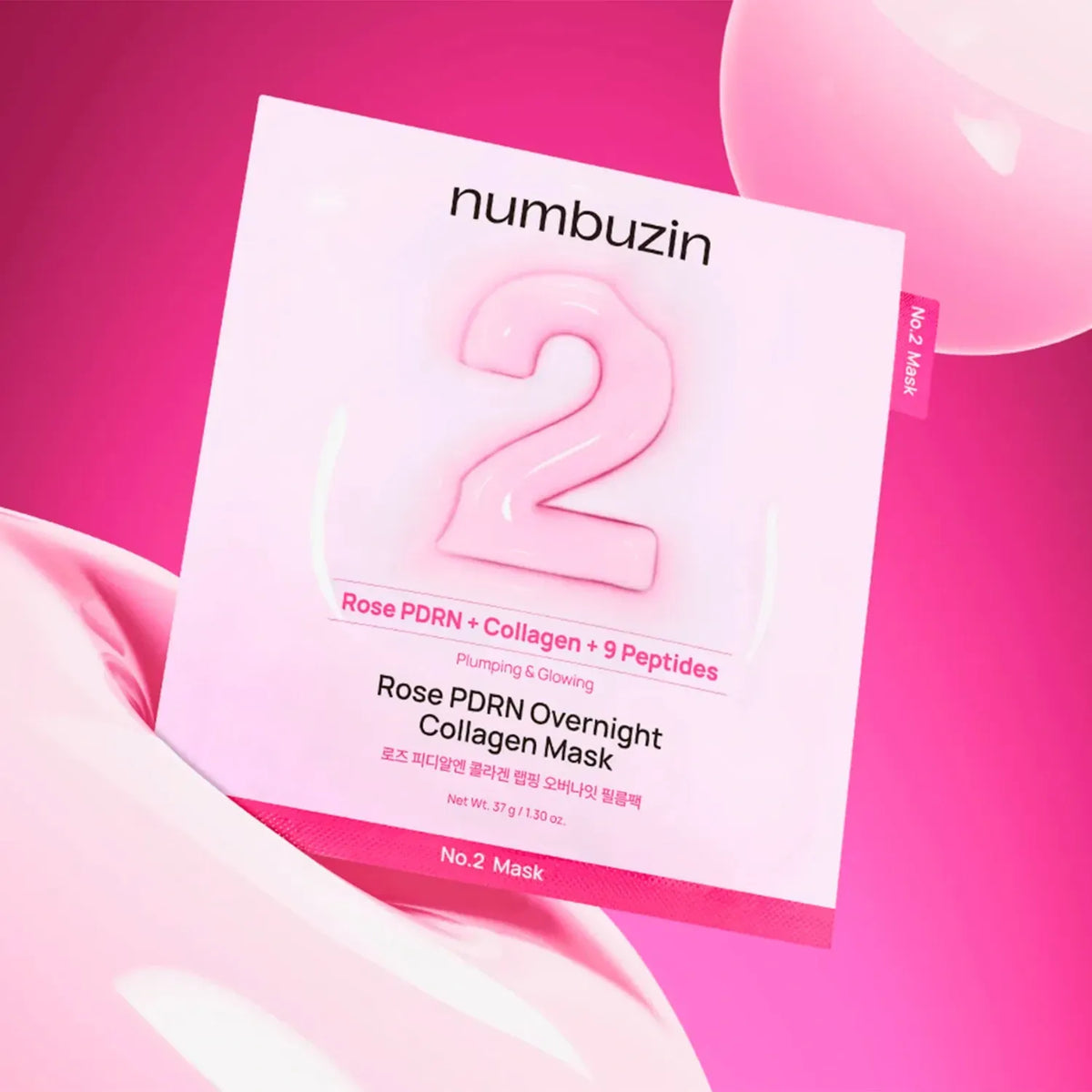 Гідрогелева маска з PDRN та колагеном для пружності шкіри  Numbuzin No.2 Rose PDRN Overnight Collagen Mask, 37 g