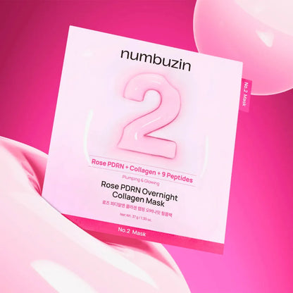 Гідрогелева маска з PDRN та колагеном для пружності шкіри  Numbuzin No.2 Rose PDRN Overnight Collagen Mask, 37 g
