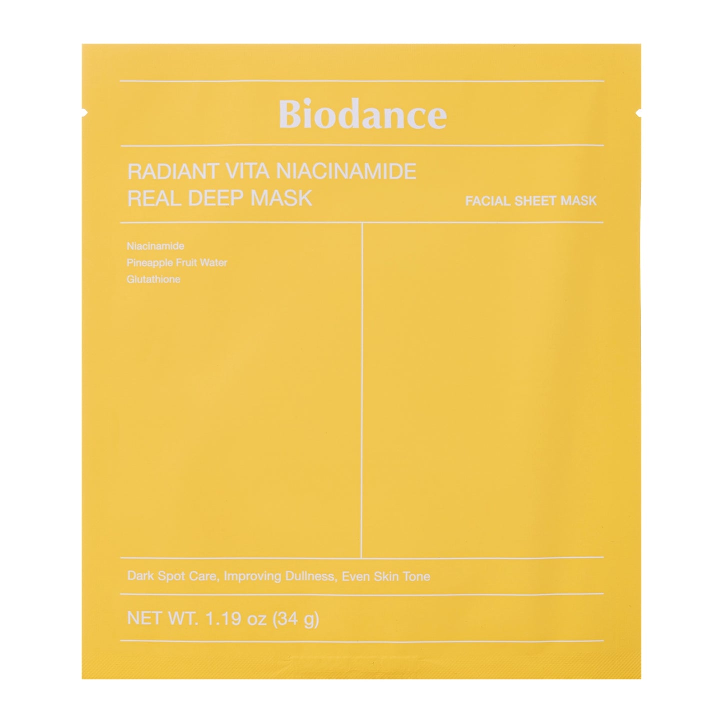 Гідрогелева маска для обличчя Biodance Radiant Vita Niacinamide Real Deep Mask, 34g